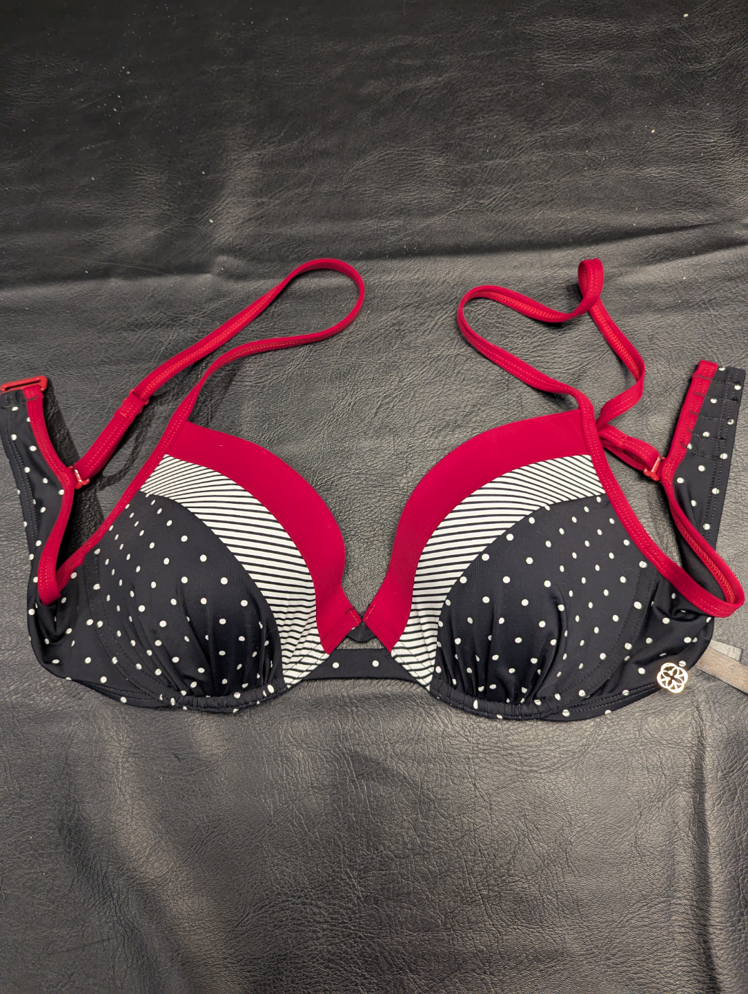 Women's Bikini Top - Black, Red, White Polka Dot & Stripe