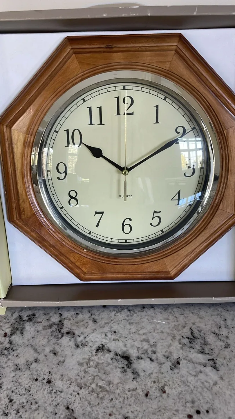 Octagonal Wall Clock with Wood Frame thumbnail