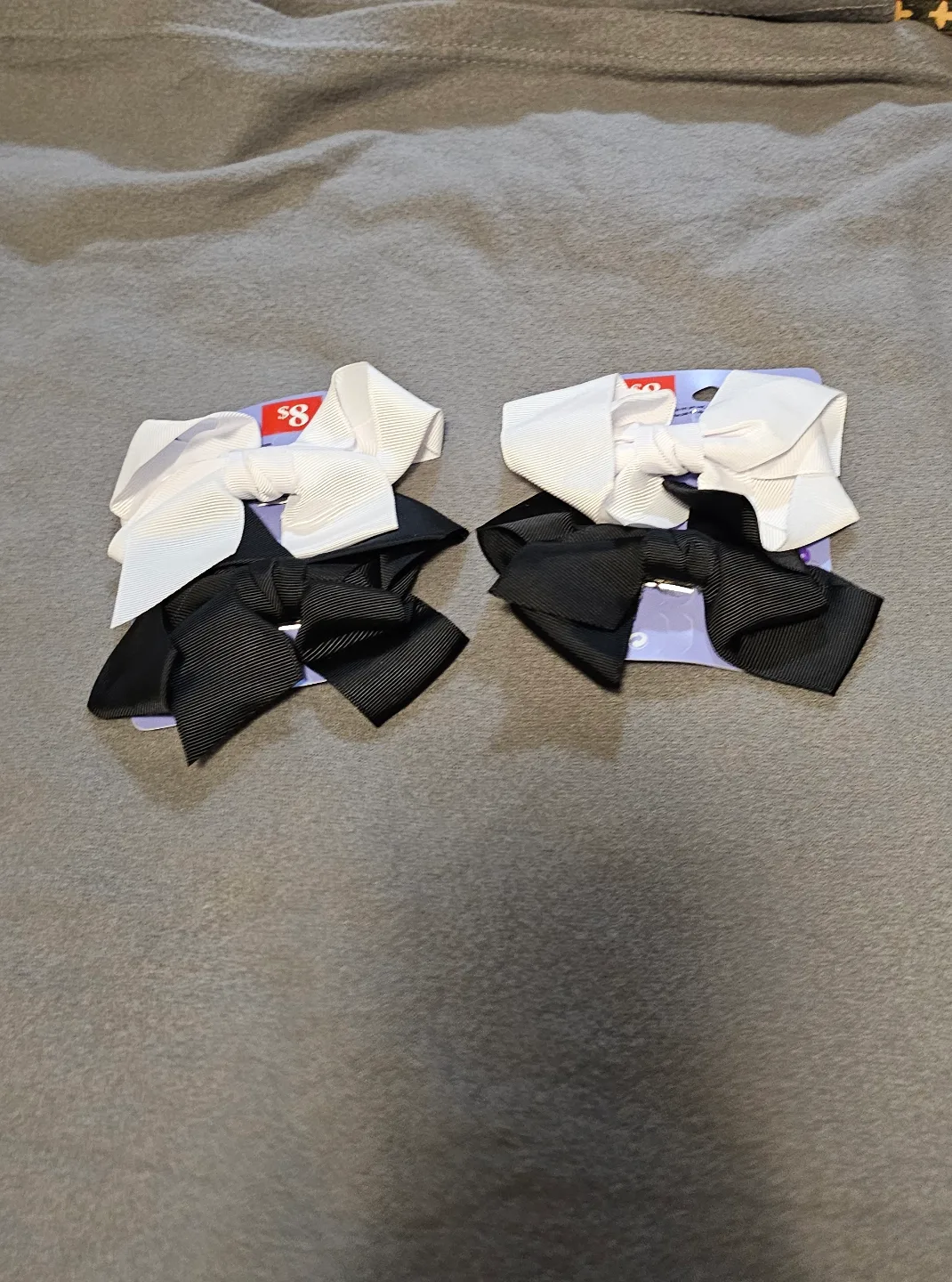 Girls' Hair Bows - Black and White Set