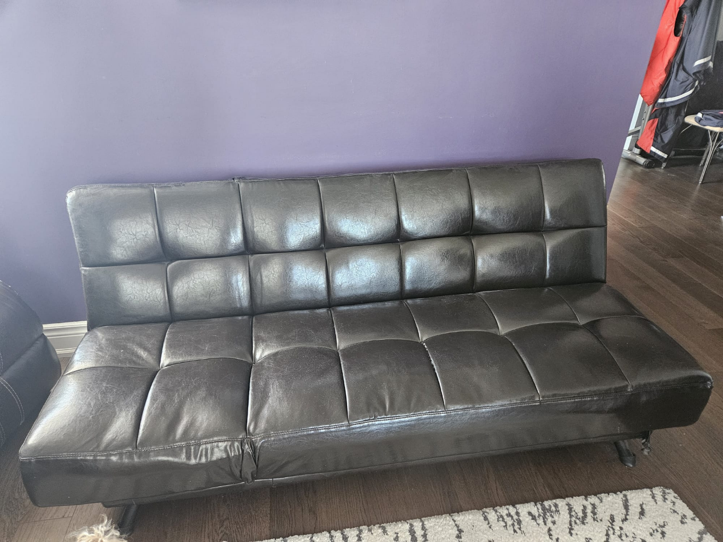 Black Faux Leather Futon
