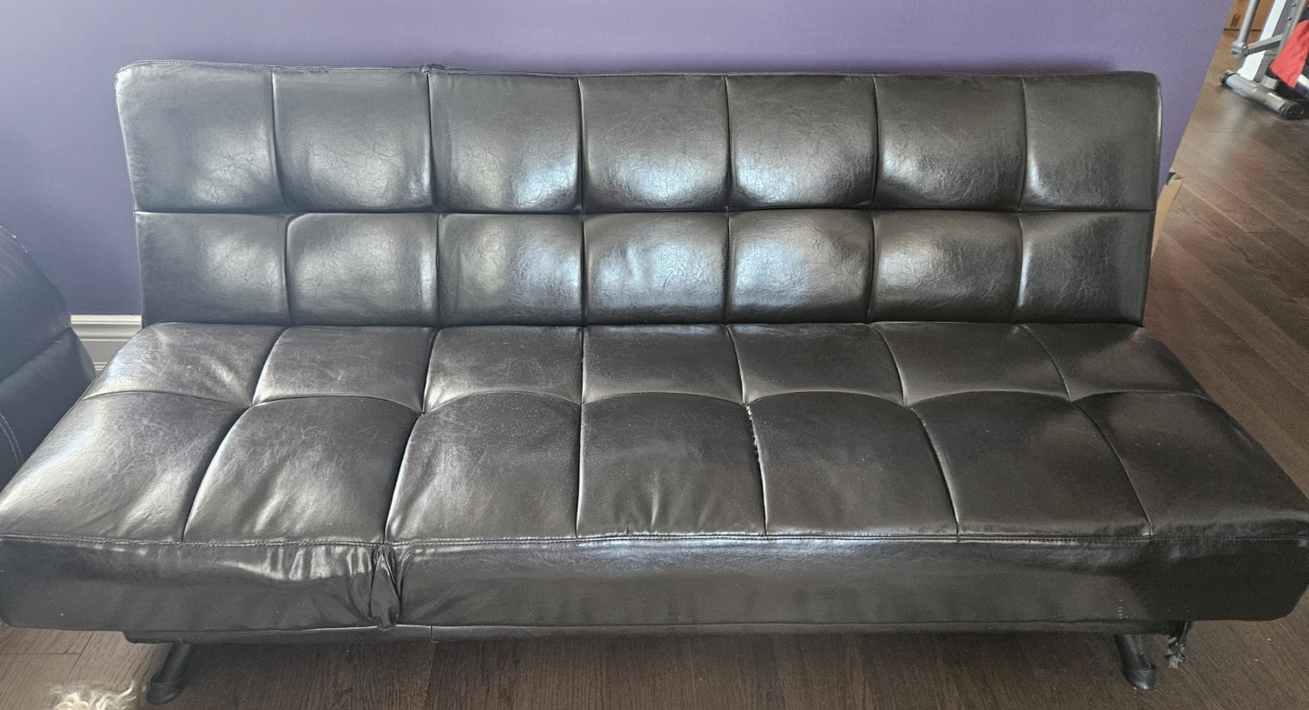 Black Faux Leather Futon - photo 2