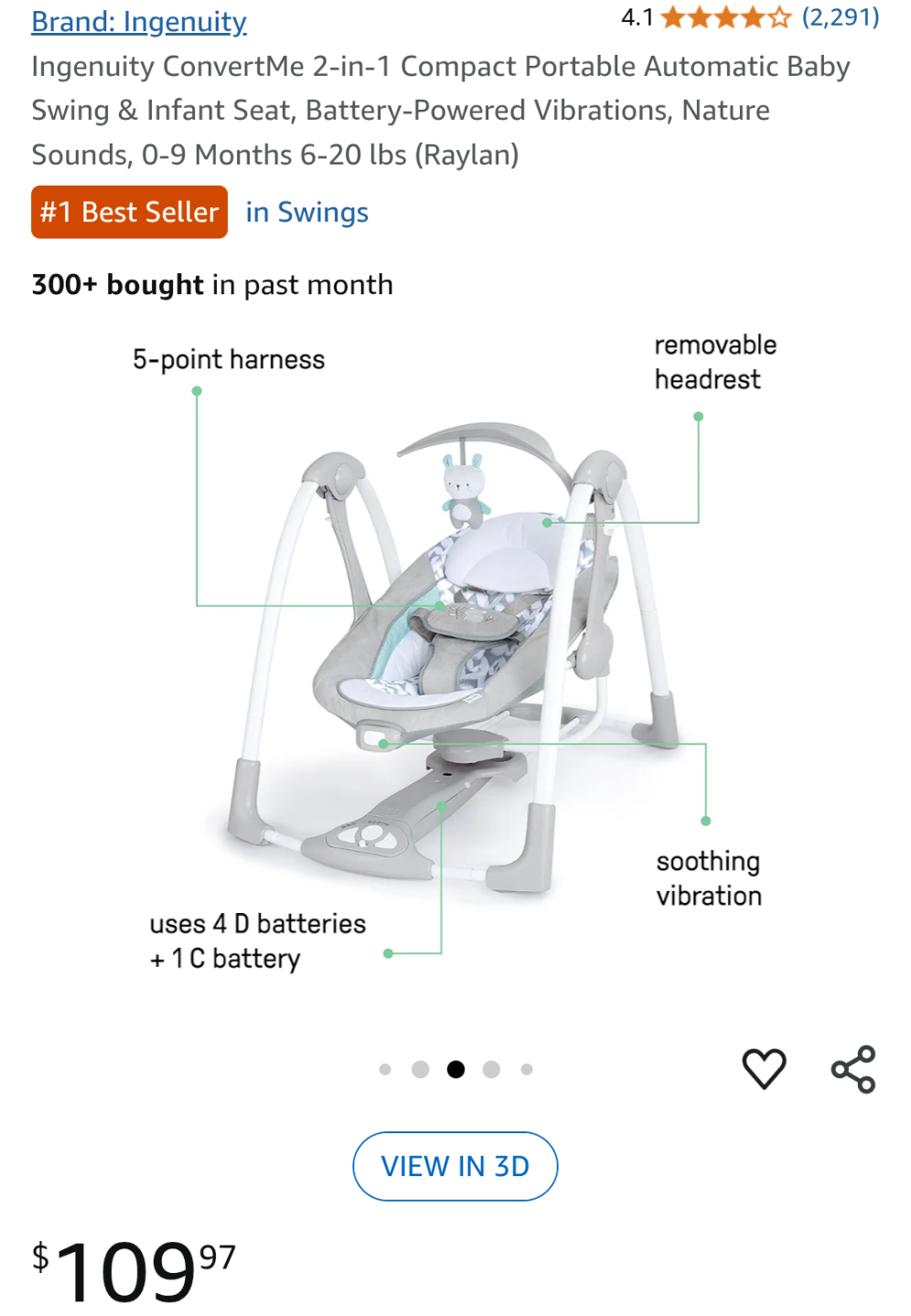 Ingenuity ConvertMe 2-in-1 Baby Swing - photo 3