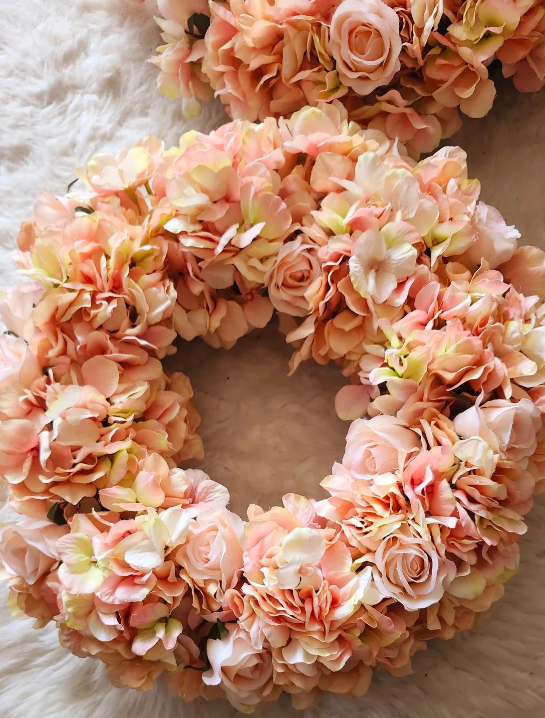 Peach Hydrangea and Rose Wreaths Set of Two image indicator(3)