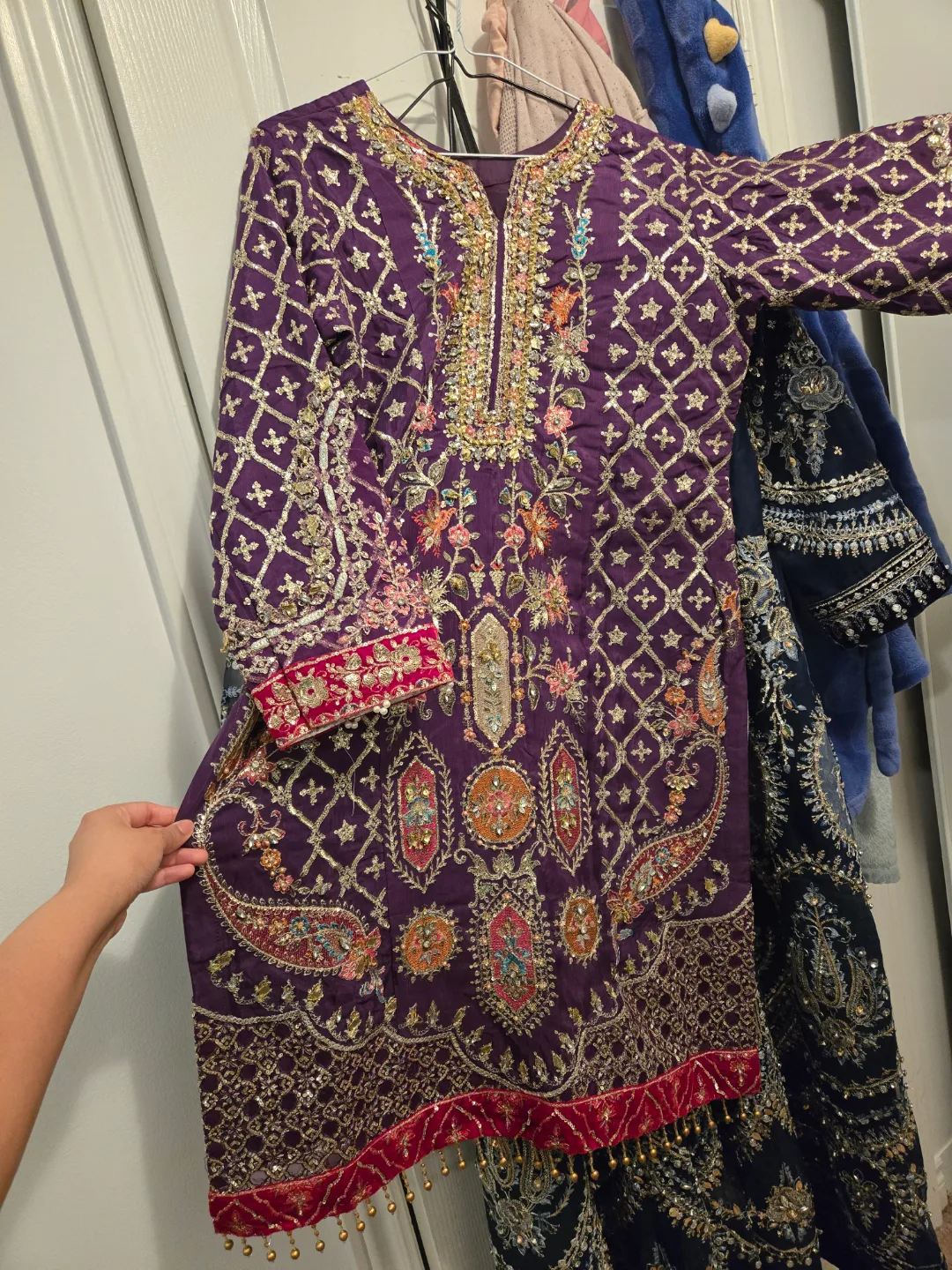 Pakistani Maria b designer shirt and lehenga fancy eid dress image indicator(6)