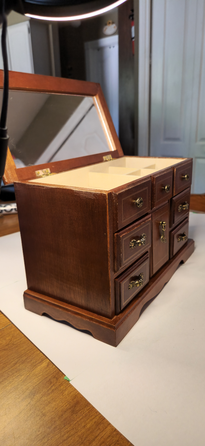 Vintage Wooden Jewellery Box with Mirror and Music Box - photo 4