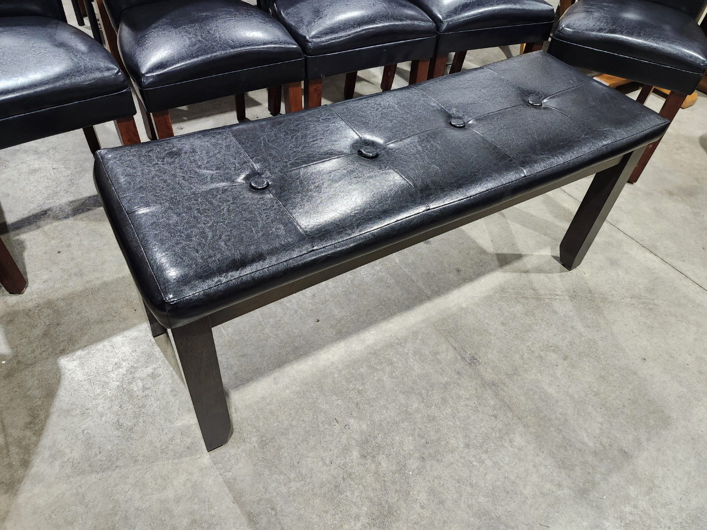 Black Leather Dining Chairs and Bench Set - Eztia Furnishings - photo 2