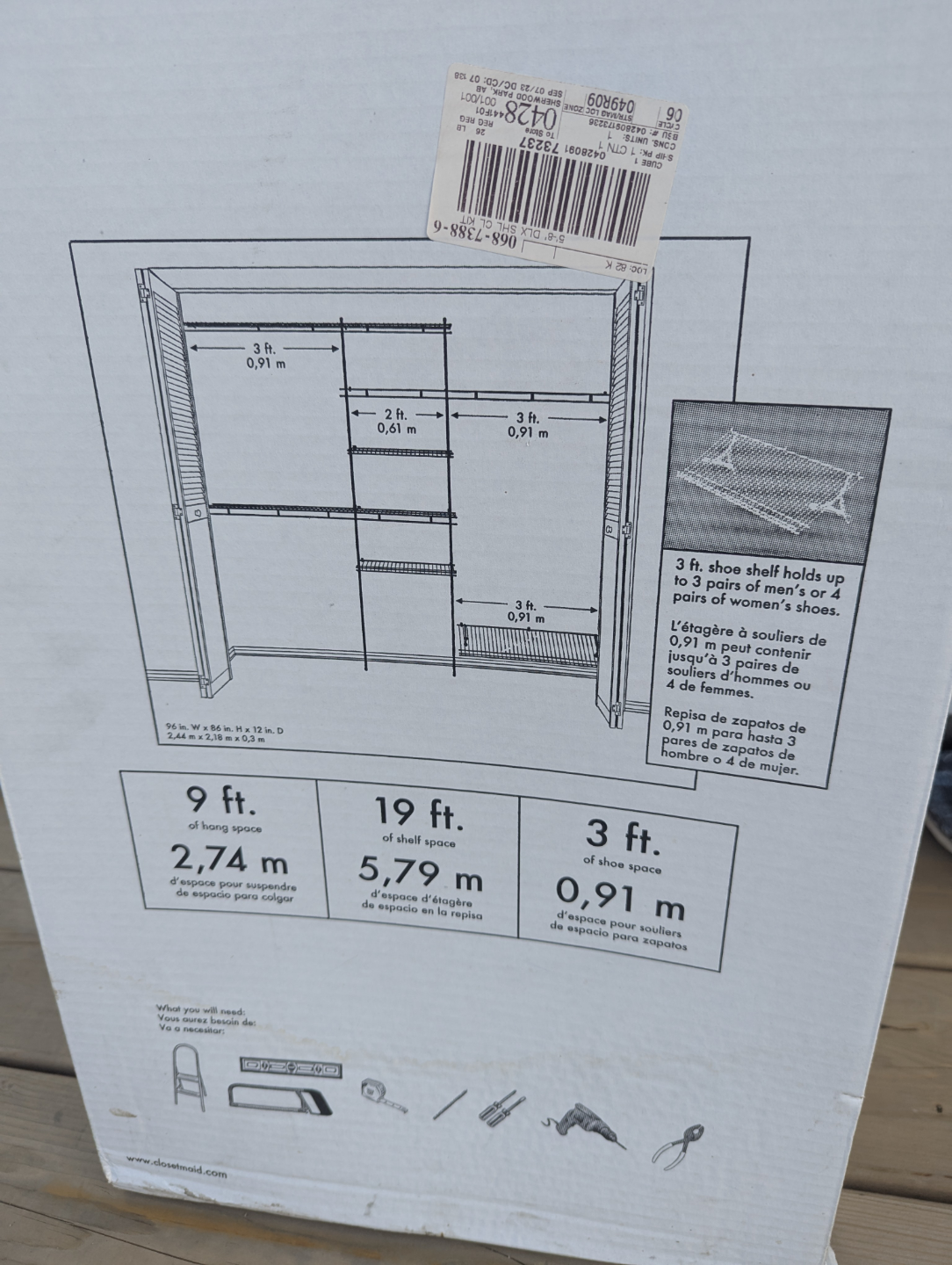 ClosetMaid Closet Organizer 5-8ft White