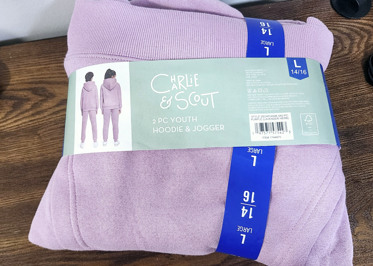 2-Pack Youth Hoodie & Jogger Set - Size 14/16 (Purple & Pink) - photo 2