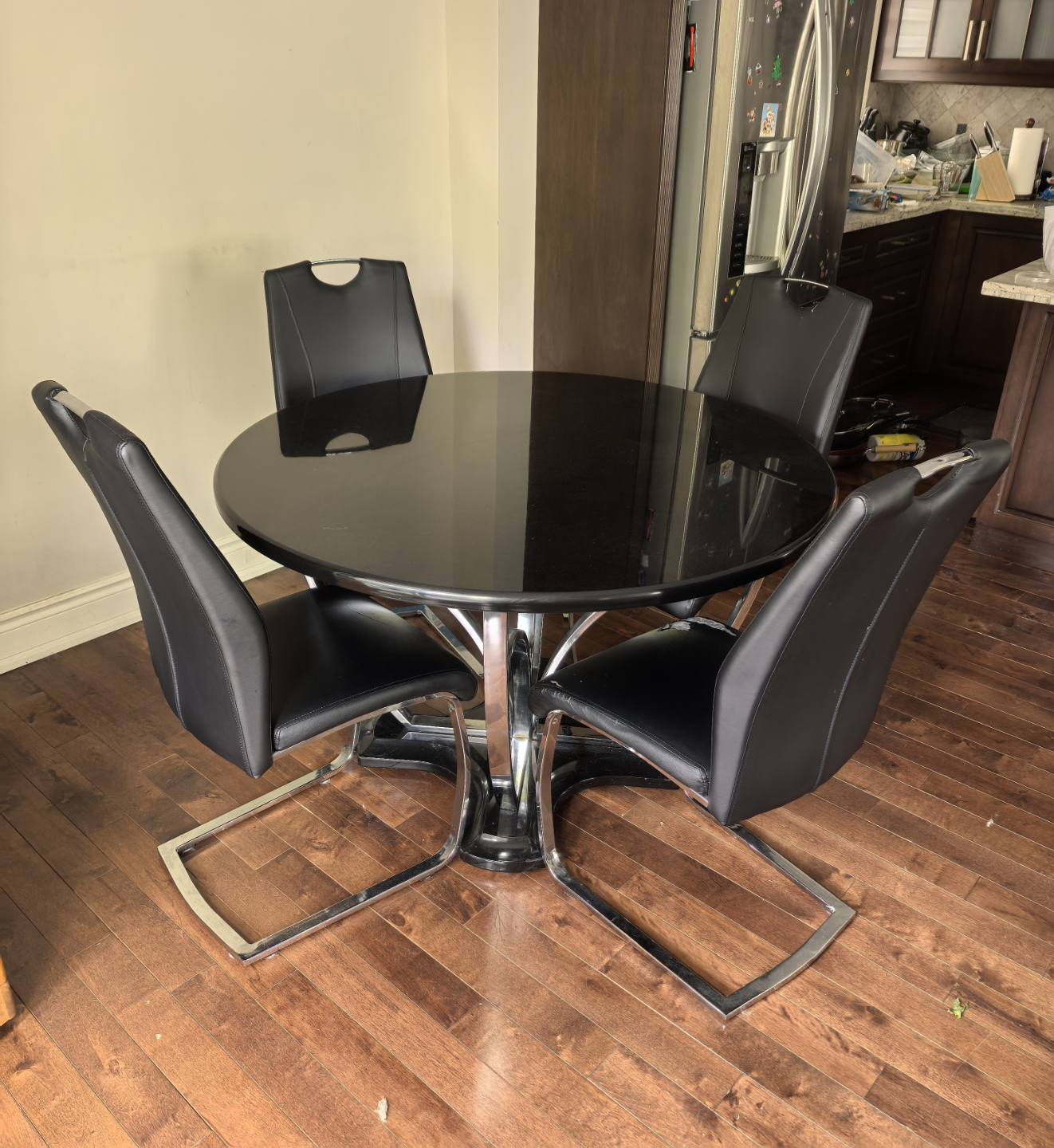 Black  Dining Table Set with 4 Chairs
