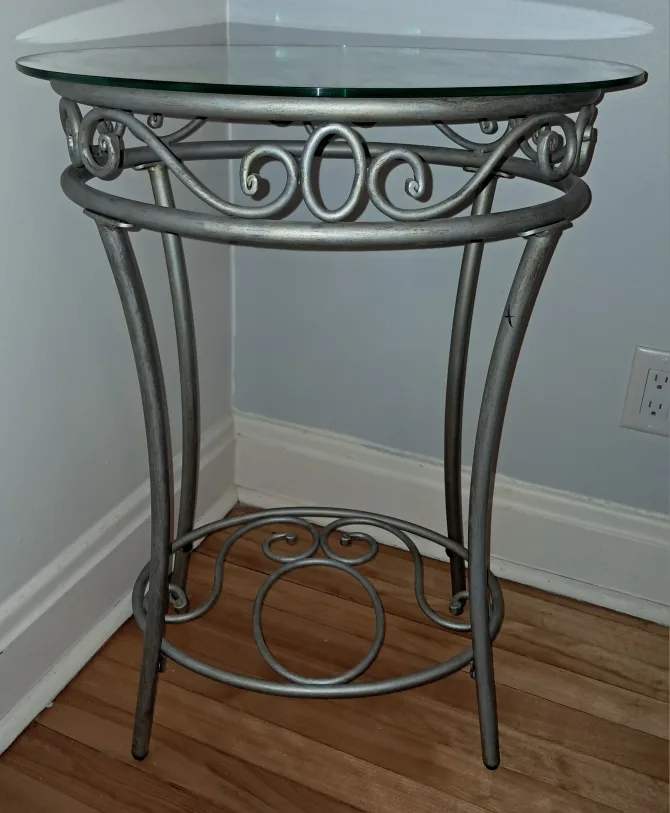 Silver Metal and Glass Accent Table thumbnail