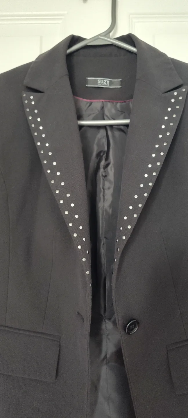 Suzy Women's Black Blazer with Silver Studs image indicator(2)