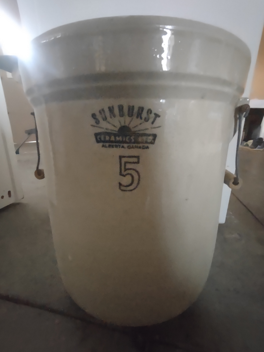 Vintage Sunburst Ceramics 5 Gallon Crock