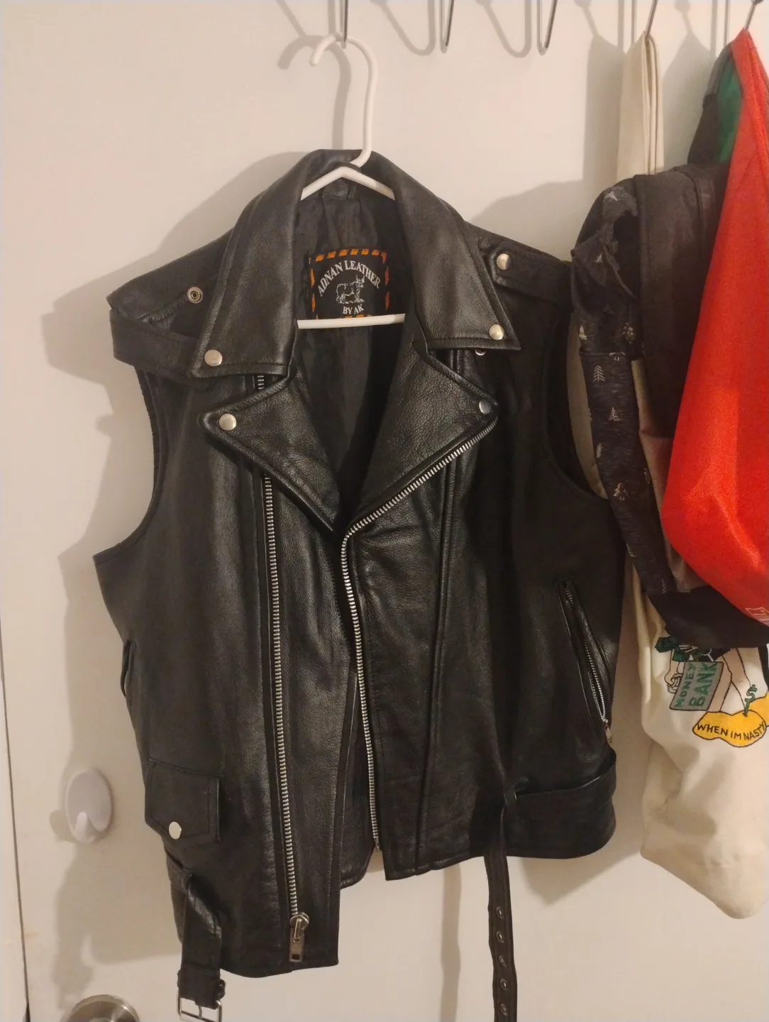 Adnan Leather Men's Black Leather Vest thumbnail