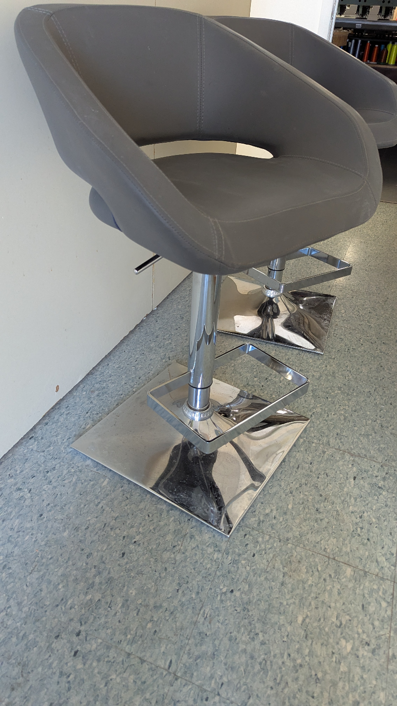Pair of Modern Dark Grey Swivel Bar Stools - photo 2