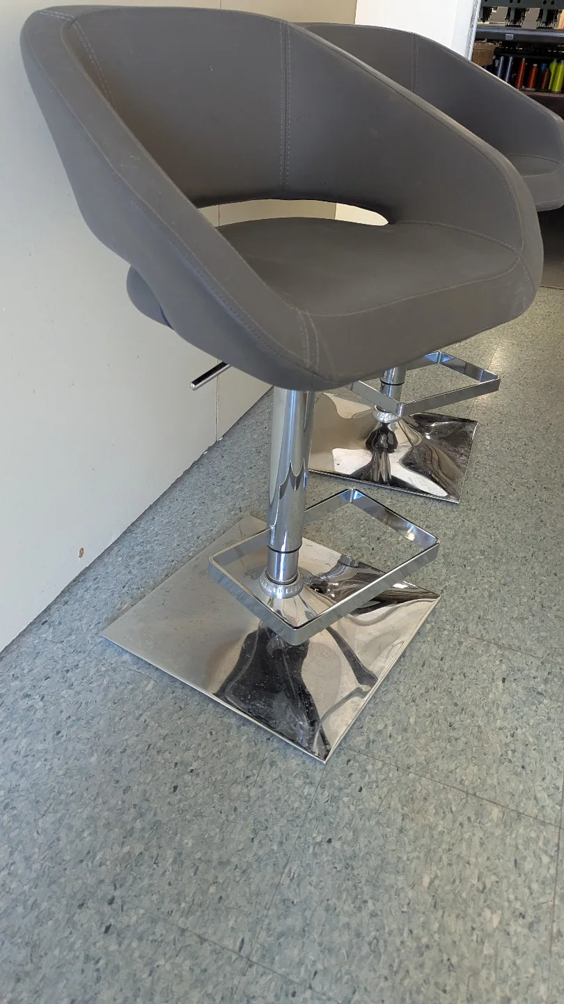 Pair of Modern Dark Grey Swivel Bar Stools image indicator(2)