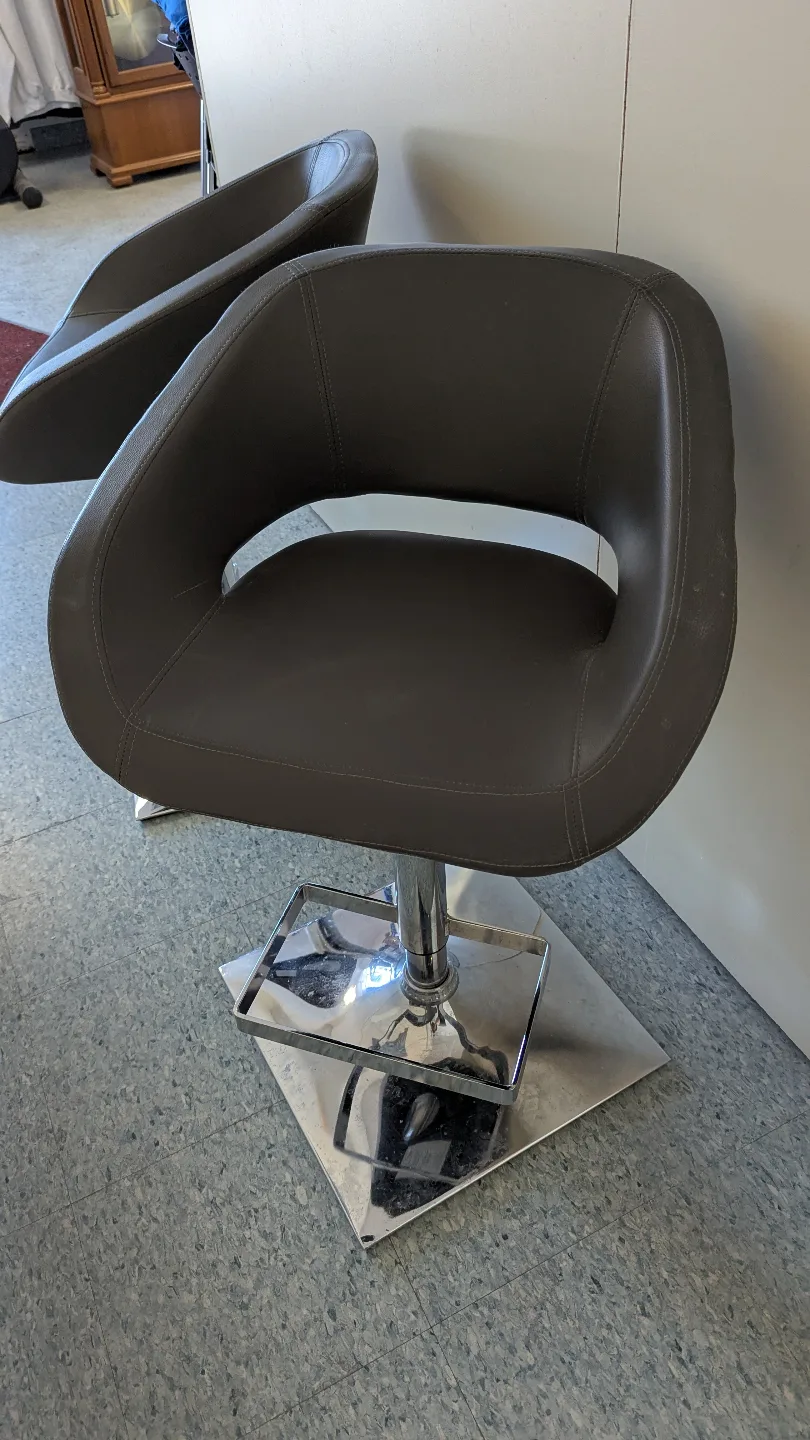 Pair of Modern Dark Grey Swivel Bar Stools image indicator(4)