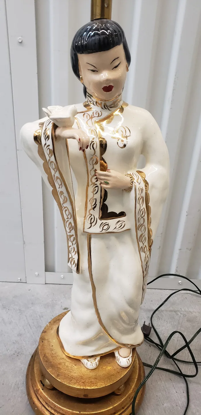 Pair of Vintage Asian Figurine Lamps image indicator(3)