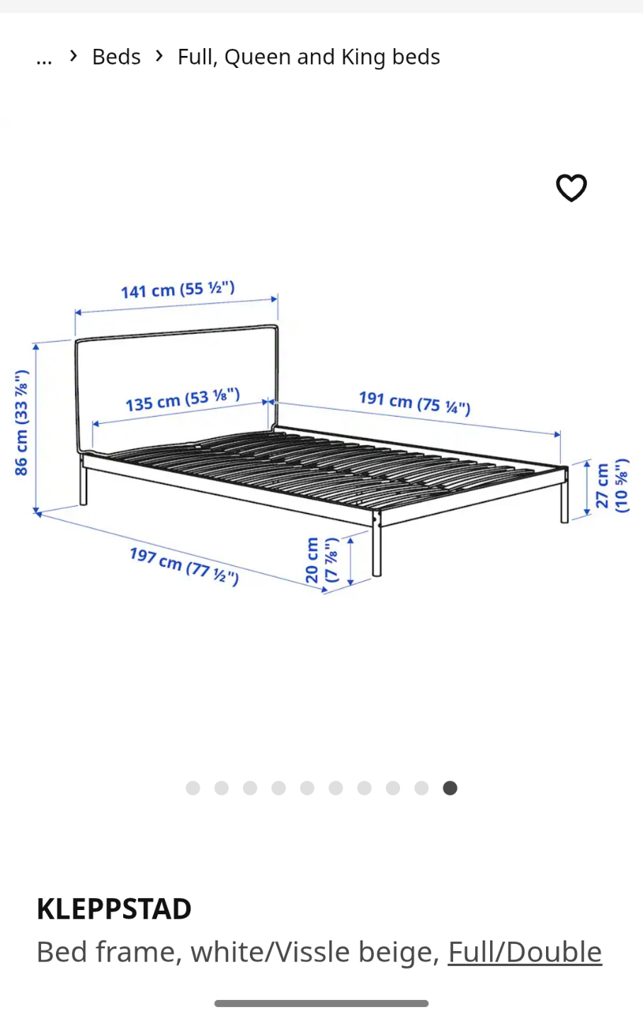 IKEA KLEPPSTAD Full/Double Bed Frame with Headboard - photo 3