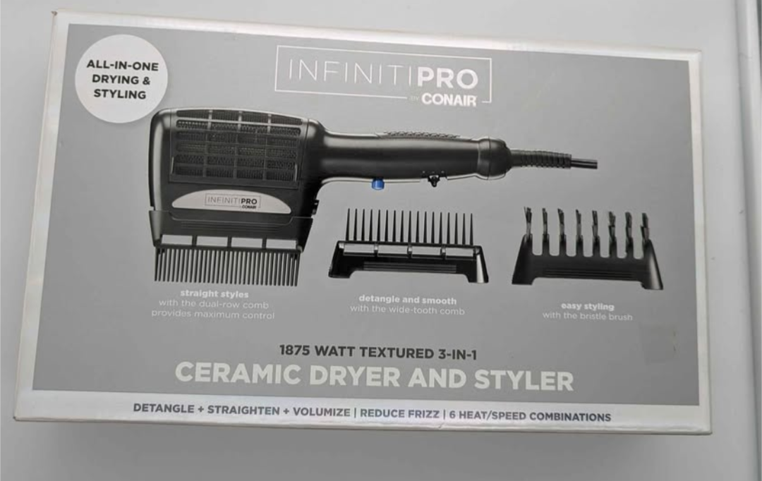 Conair Infinitipro 1875 Watt 3-in-1 Ceramic Dryer and Styler