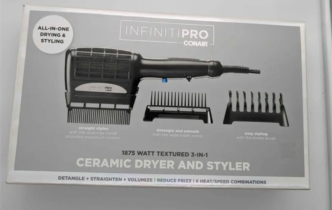 Conair Infinitipro 1875 Watt 3-in-1 Ceramic Dryer and Styler thumbnail