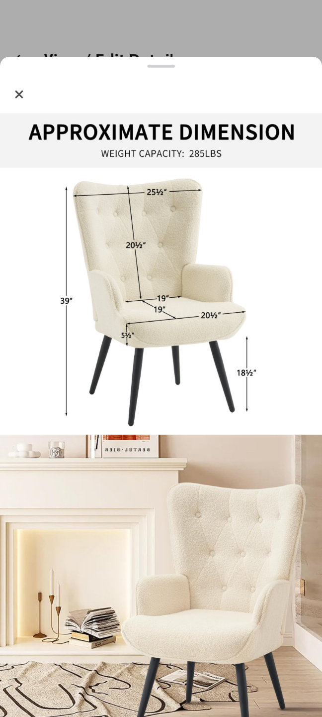 Cream-colored Accent Chair - NEW - photo 2