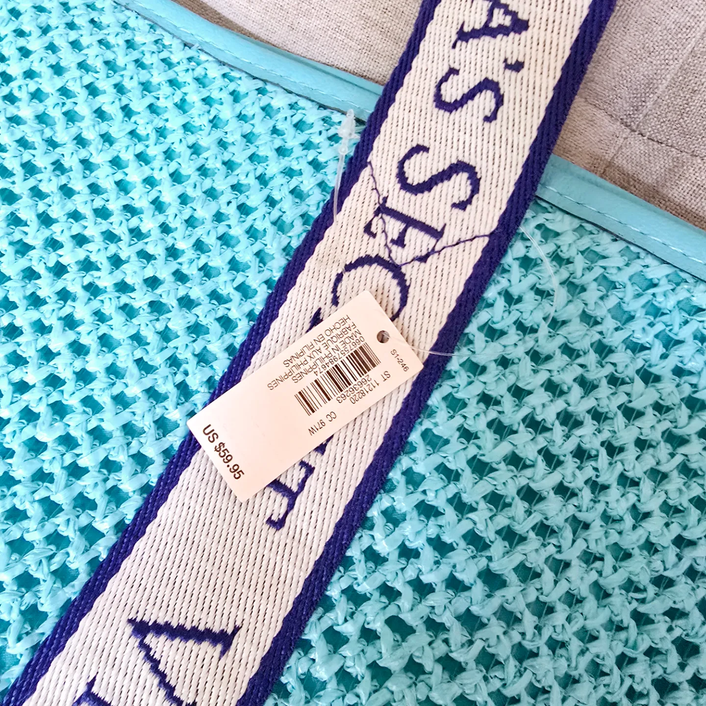 New Victoria's Secret Crochet Tote Bag - Turquoise image indicator(2)