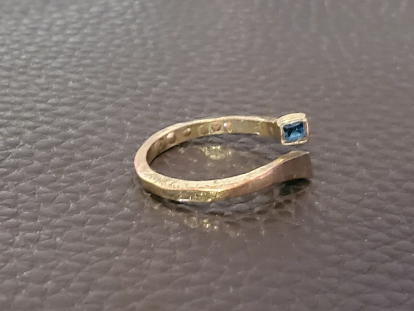 Unique Blue Gemstone Gold Statment Ring (size 7.5) image indicator(2)