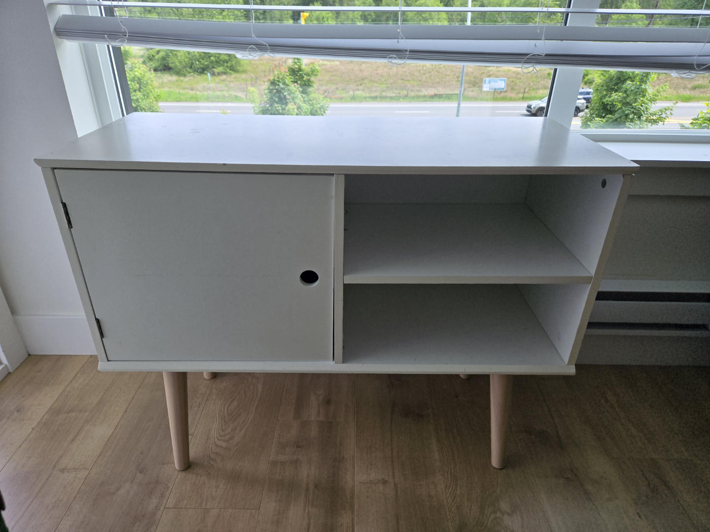 White Cabinet with Wooden Legs