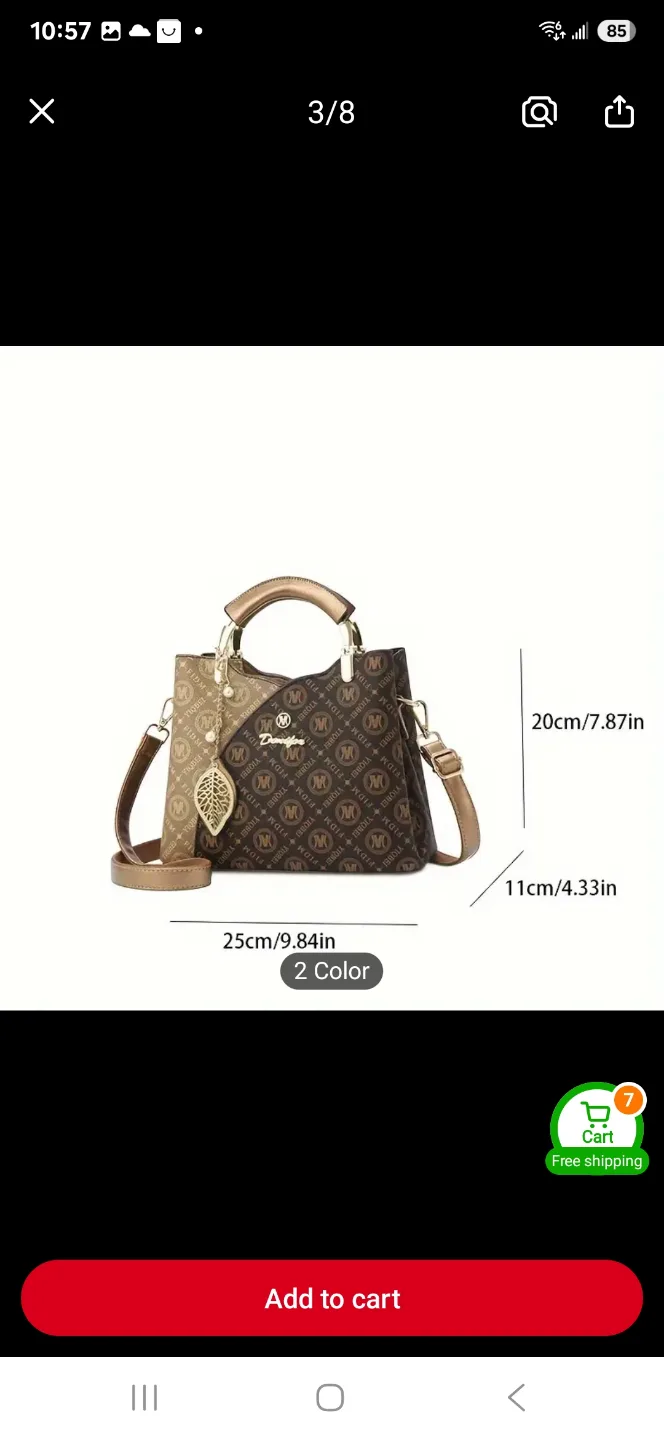 Stylish handbag with shoulder strap image indicator(3)