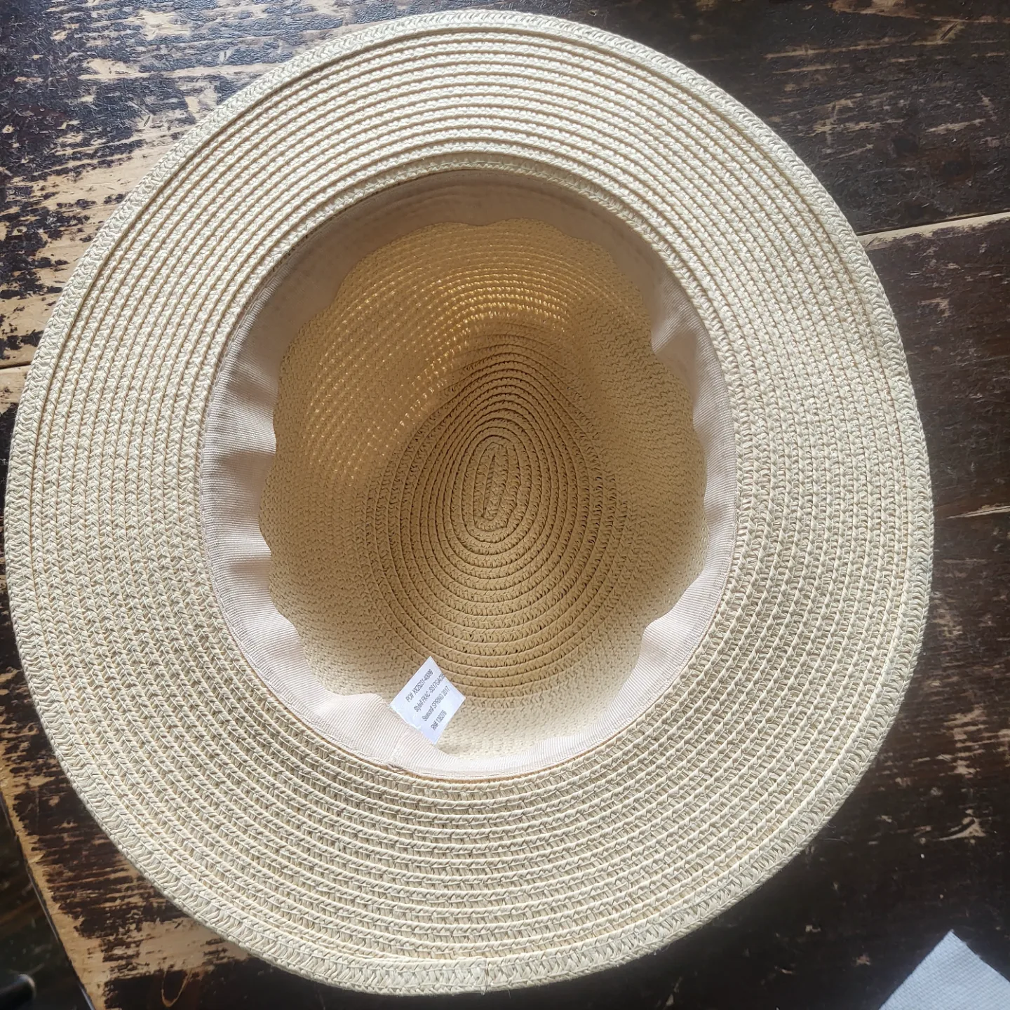 Large Beige Fedora Straw Hat with Black Ribbon image indicator(2)