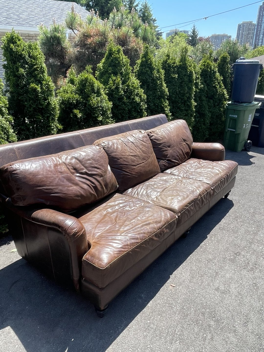 Brown leather sofa