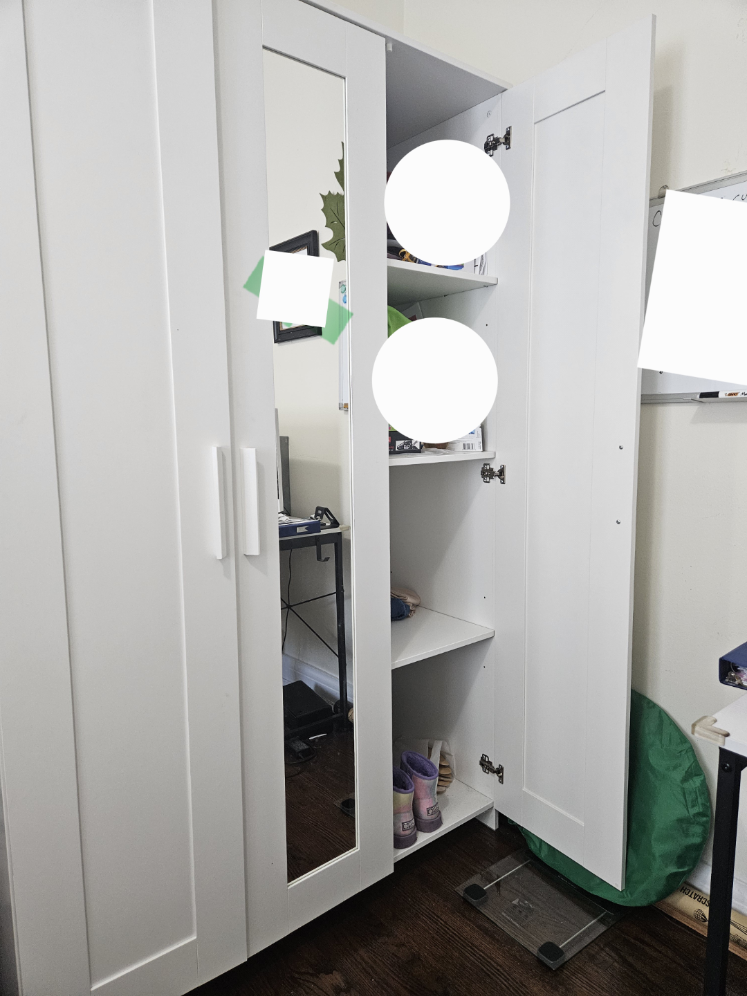 White Wardrobe Armoire with Mirror