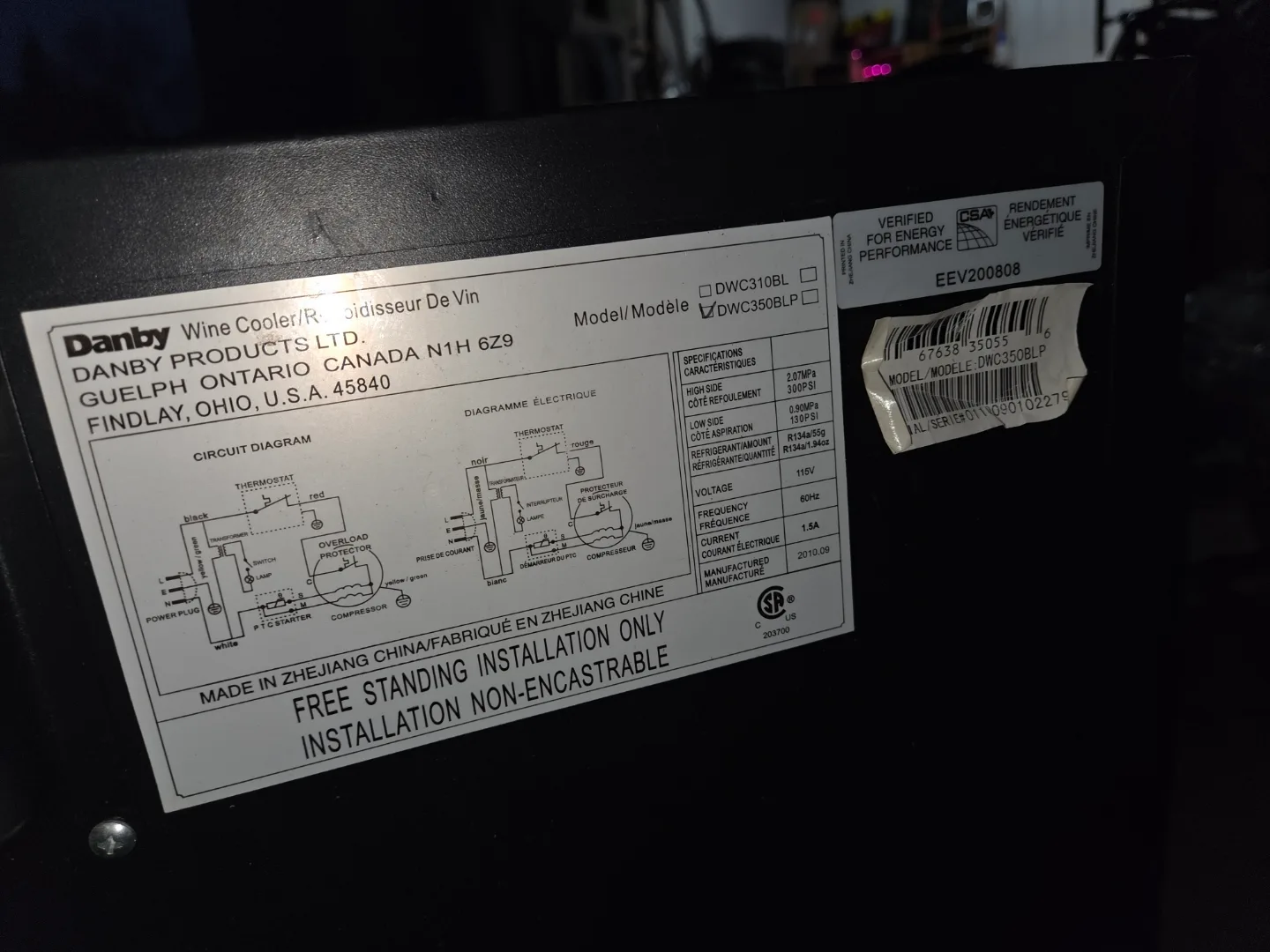 Danby Wine Cooler - DWC108BL image indicator(4)