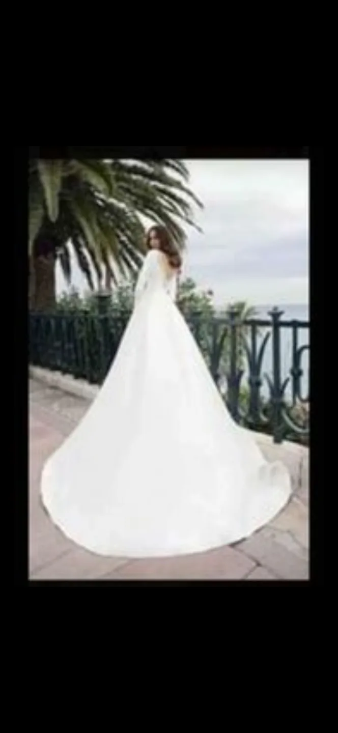 Stunning White Satin Wedding Dress with Beaded Detail image indicator(5)