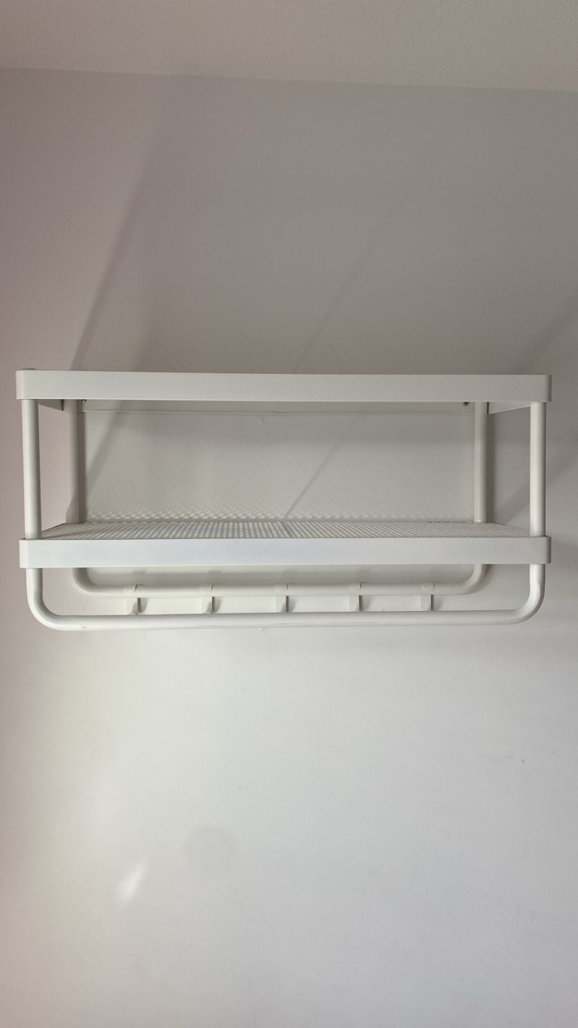 IKEA White Wall Mounted Shelf with Hooks - photo 2