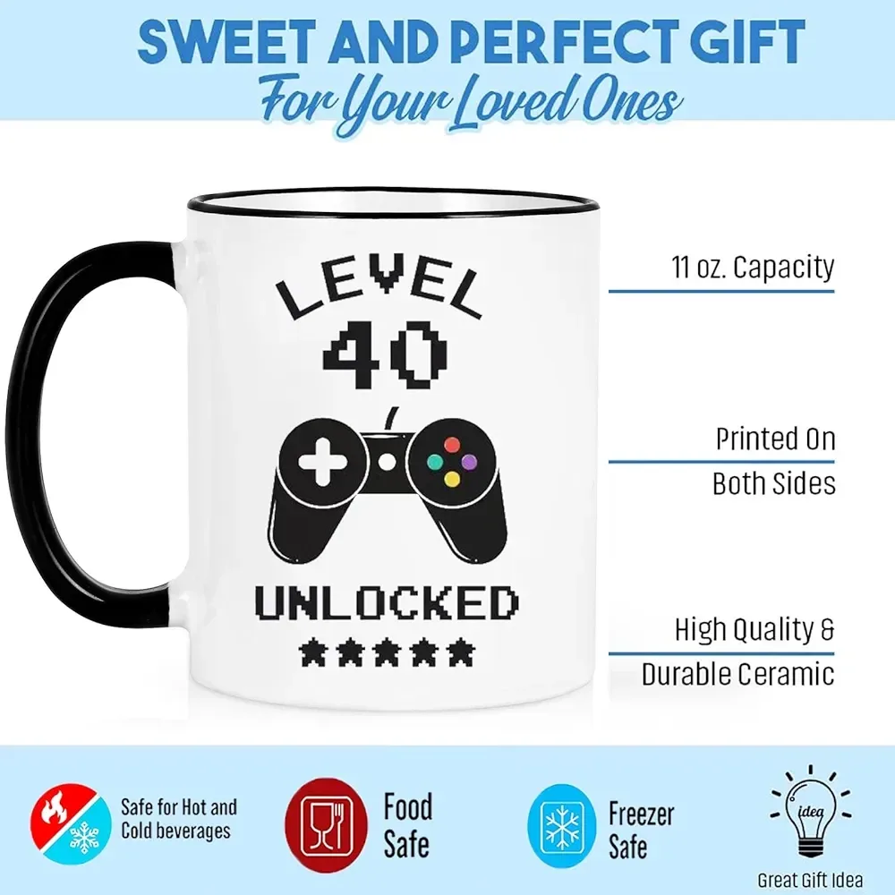 Level 40 Unlocked 40th Birthday Coffee Mug image indicator(3)
