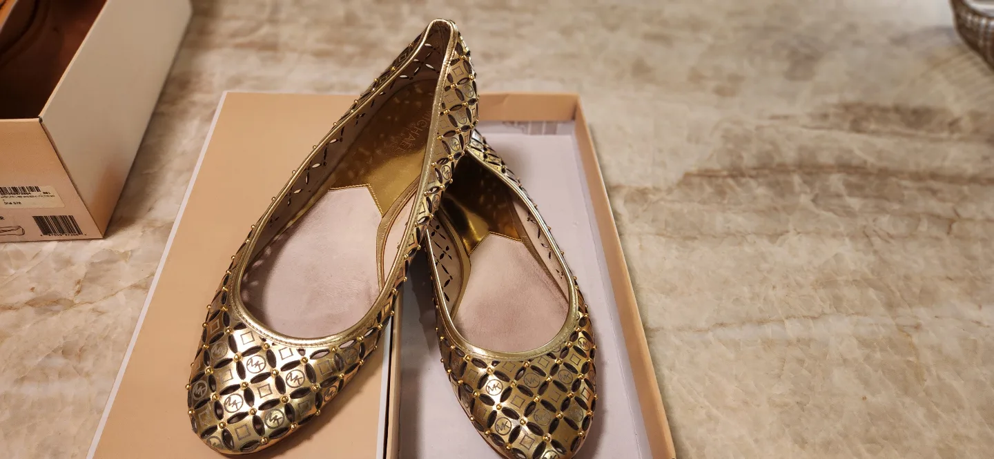 Michael Kors Gold Studded Flats - Size 10M thumbnail