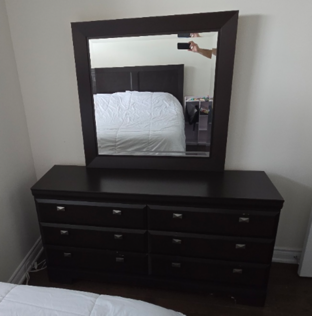 Dark brown dresser with mirror - photo 3