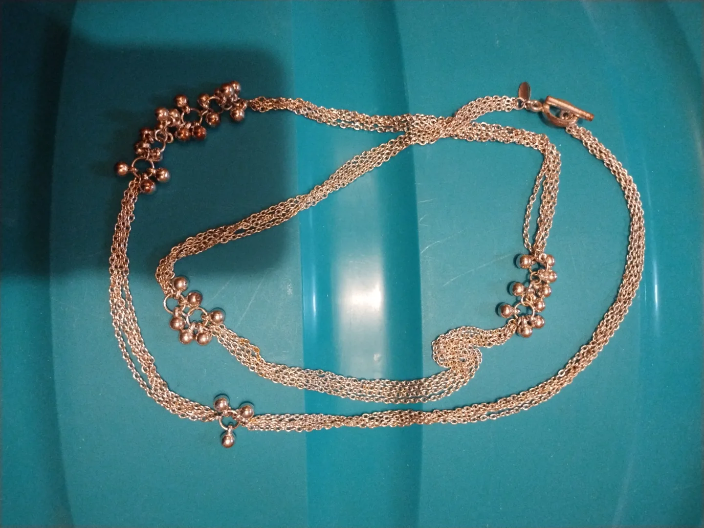 Silver Tone Multi-Strand Necklace with Ball Accents image indicator(2)