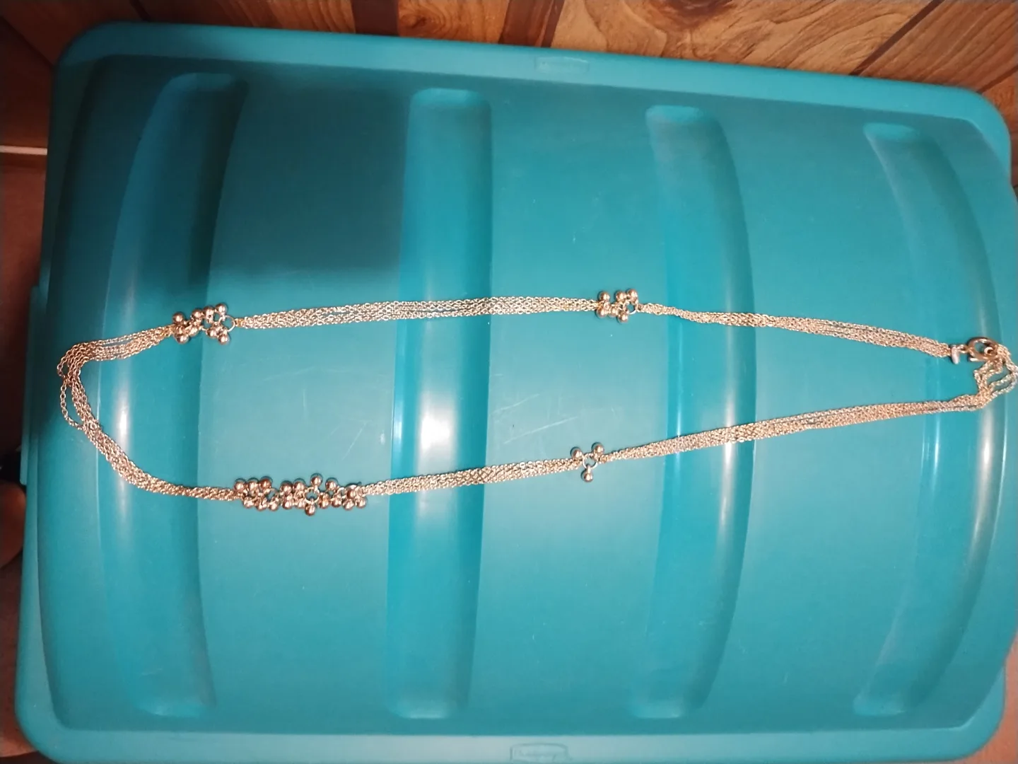 Silver Tone Multi-Strand Necklace with Ball Accents image indicator(3)