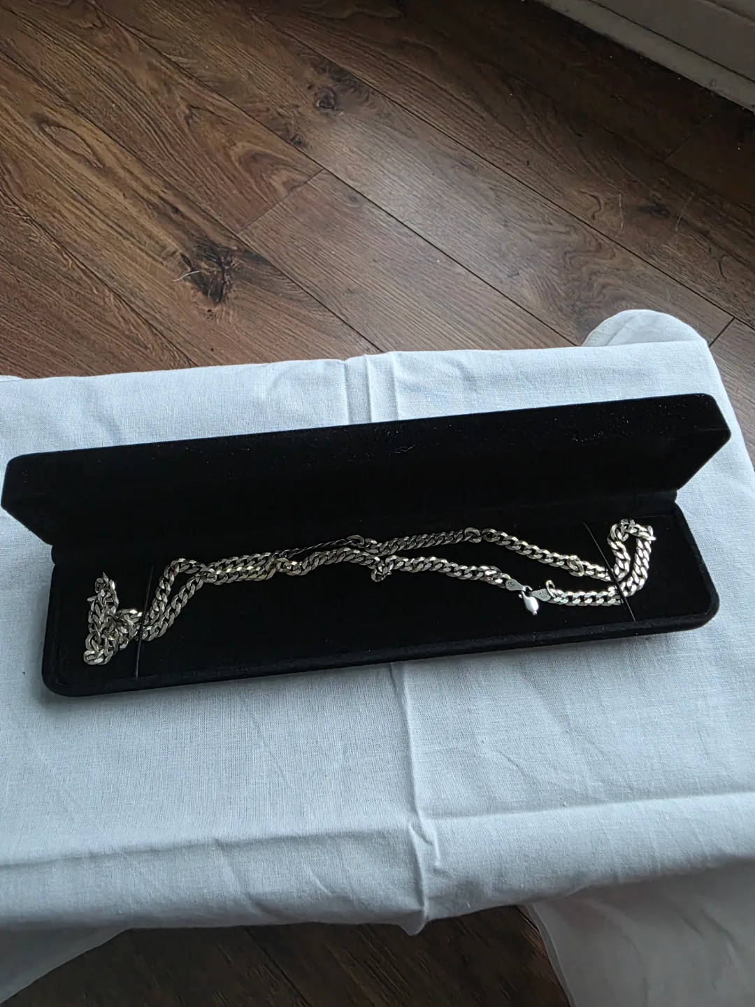 Silver Curb Chain Necklace Italian thumbnail