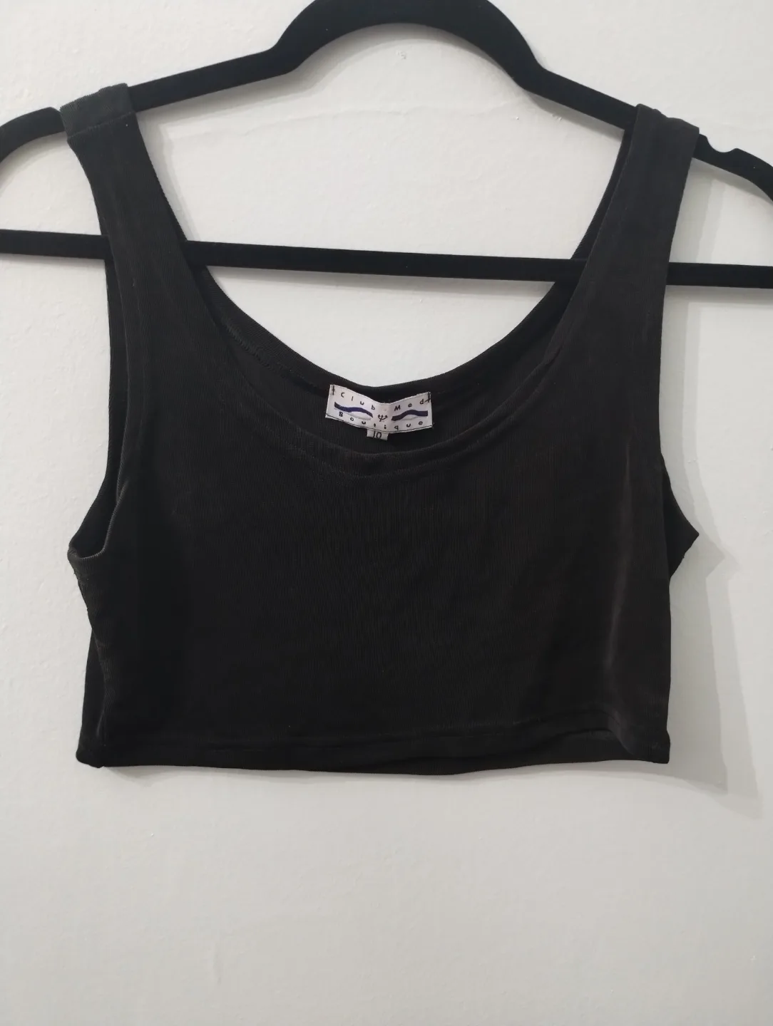 Black Club Med Boutique Crop Tank Top Size 10 thumbnail