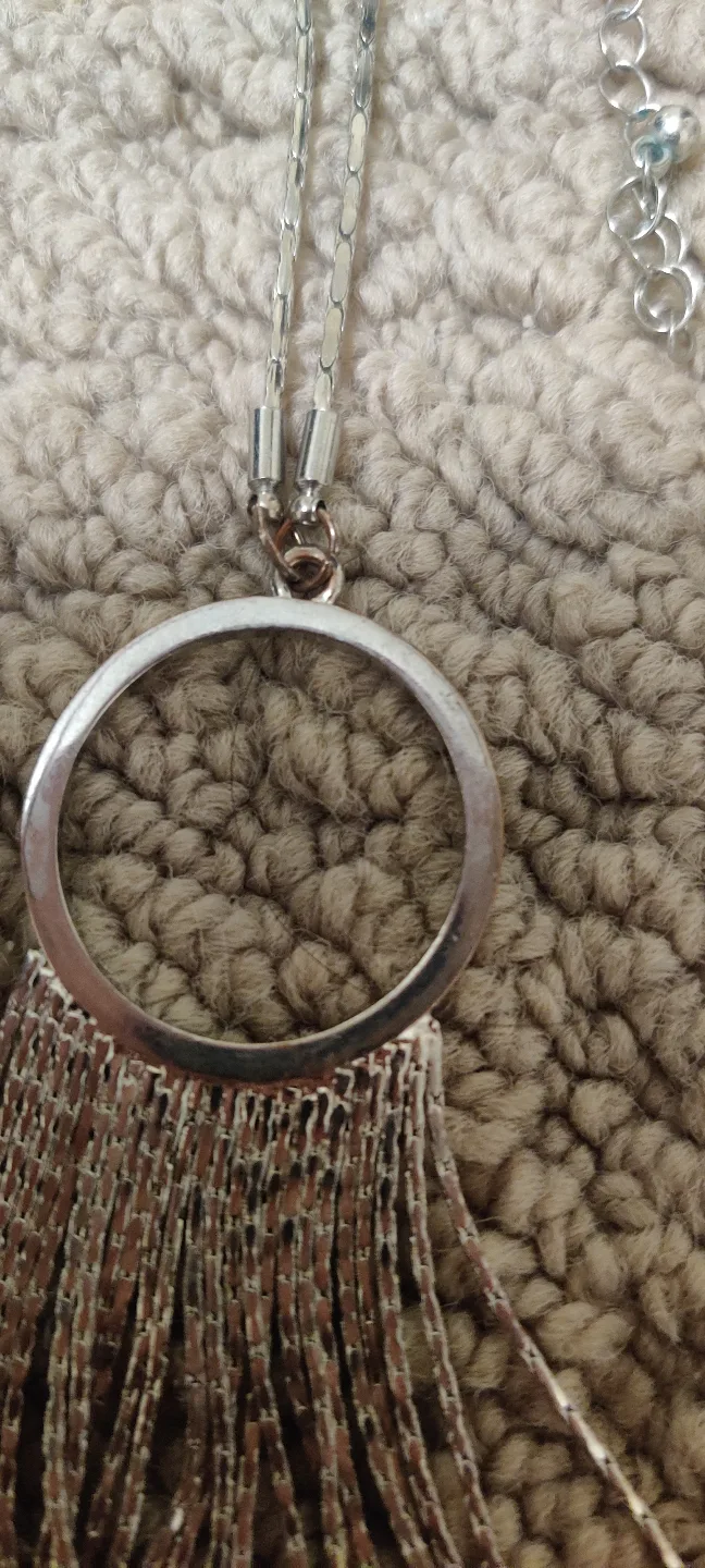 Silver Circle Fringe Necklace image indicator(5)