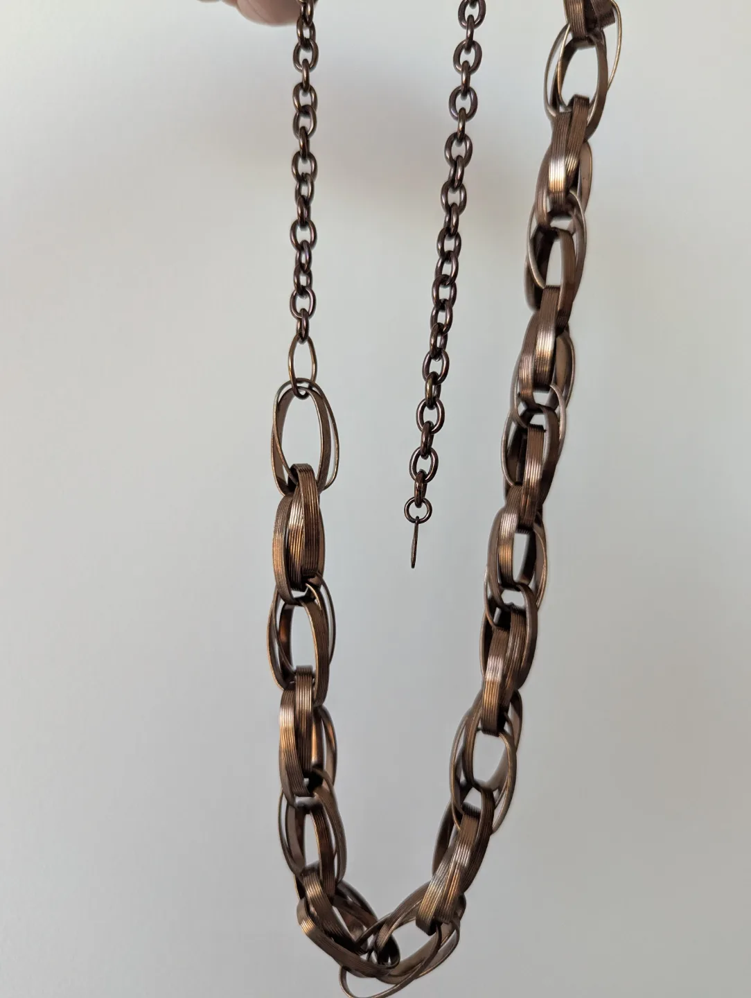 Bronze tone chain link Necklace with 2 sets earrings thumbnail