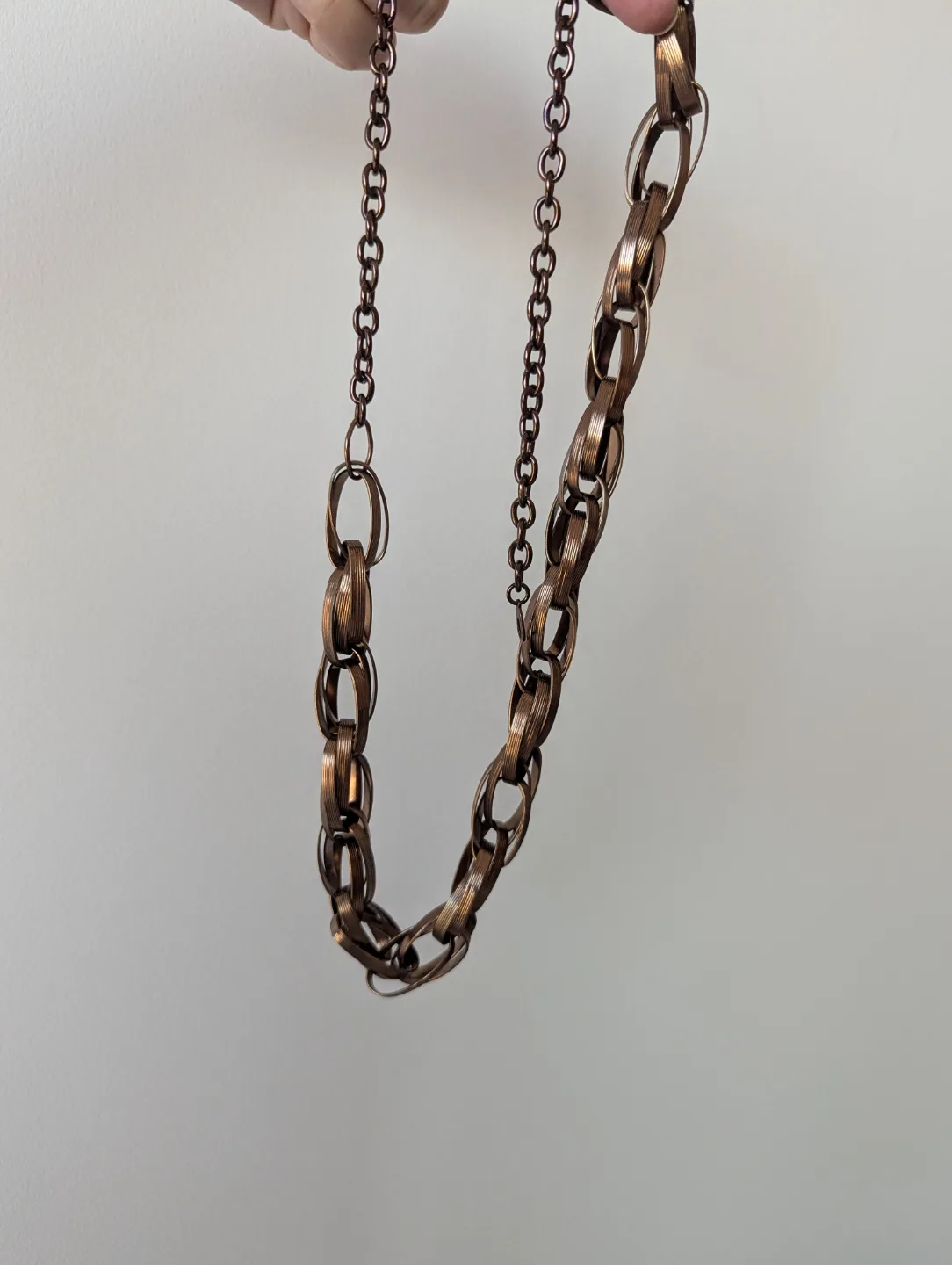 Bronze tone chain link Necklace with 2 sets earrings image indicator(2)