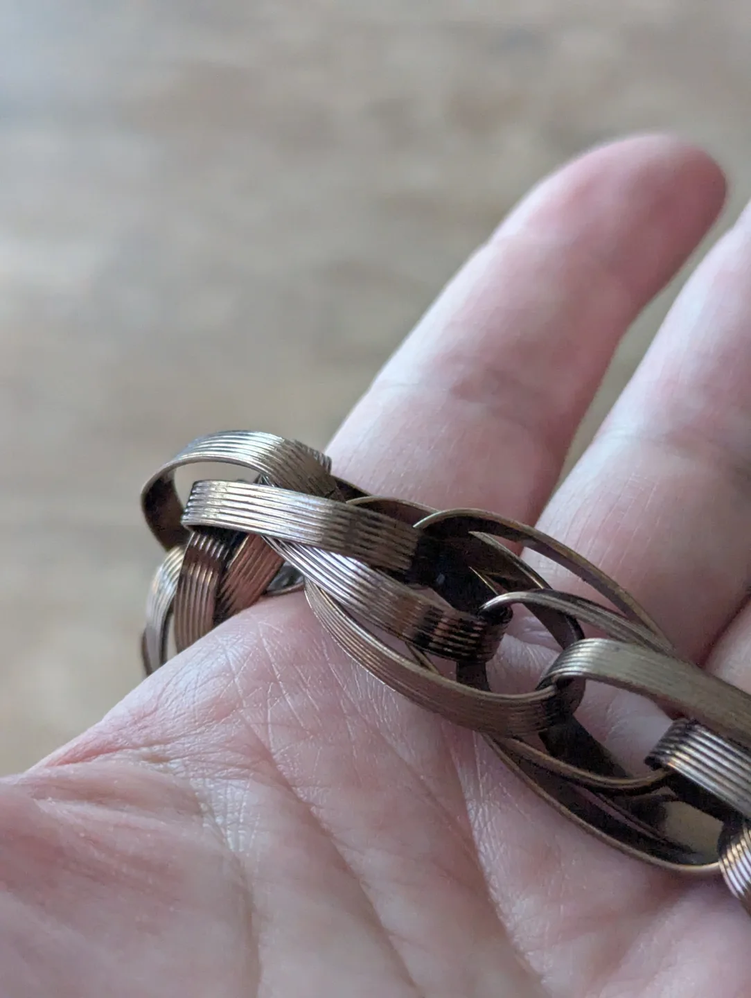 Bronze tone chain link Necklace with 2 sets earrings image indicator(4)