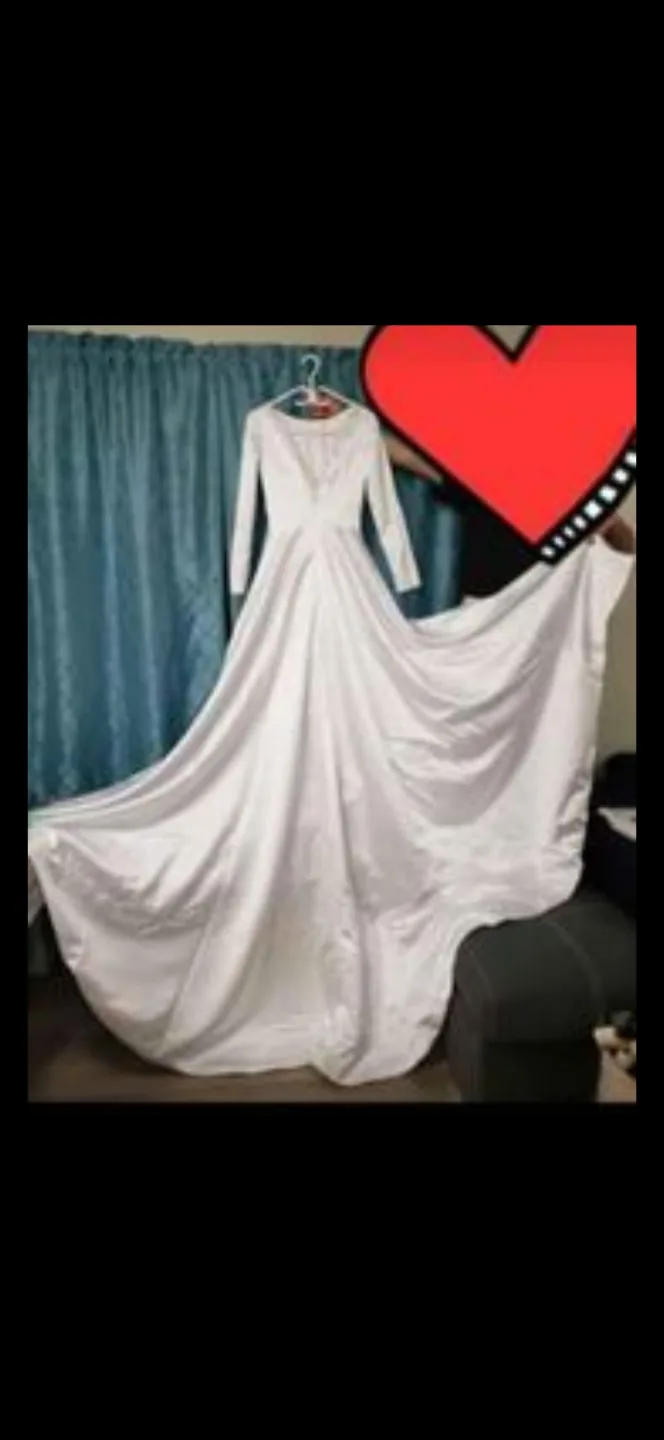 Stunning White Satin Wedding Dress with Beaded Detail image indicator(3)