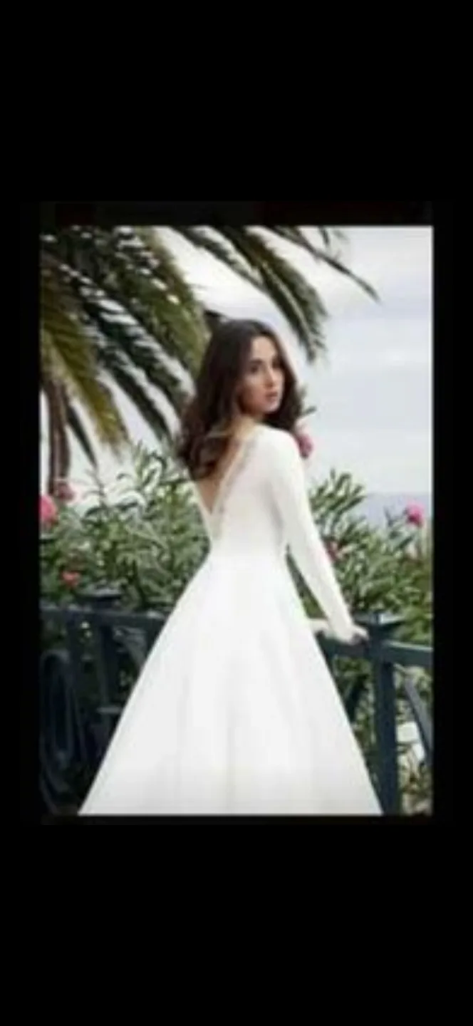 Stunning White Satin Wedding Dress with Beaded Detail image indicator(4)