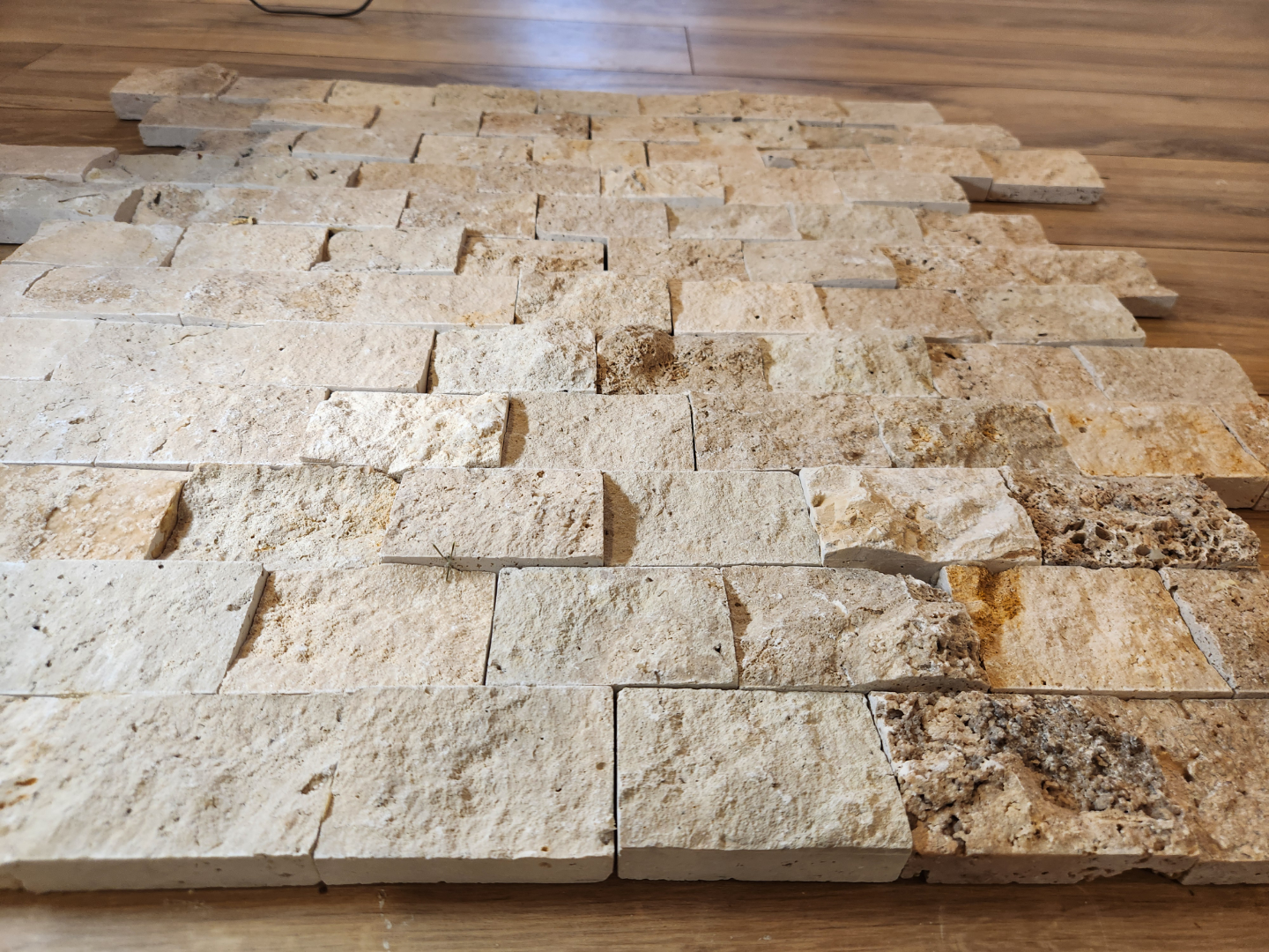 Beige Split Face Travertine Stone Tiles - 100 sq.ft.
