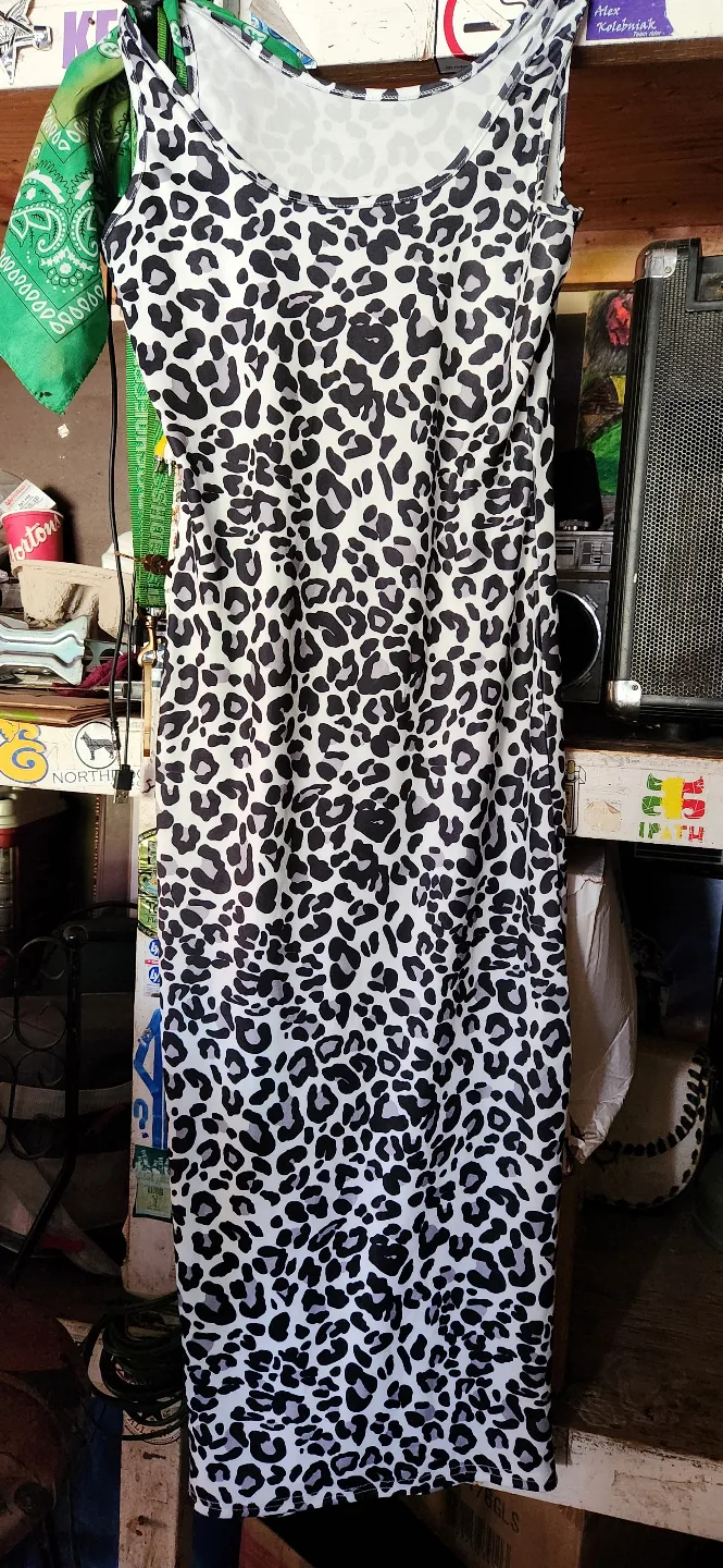 Women's Leopard long dress.to knee🏒 image indicator(4)